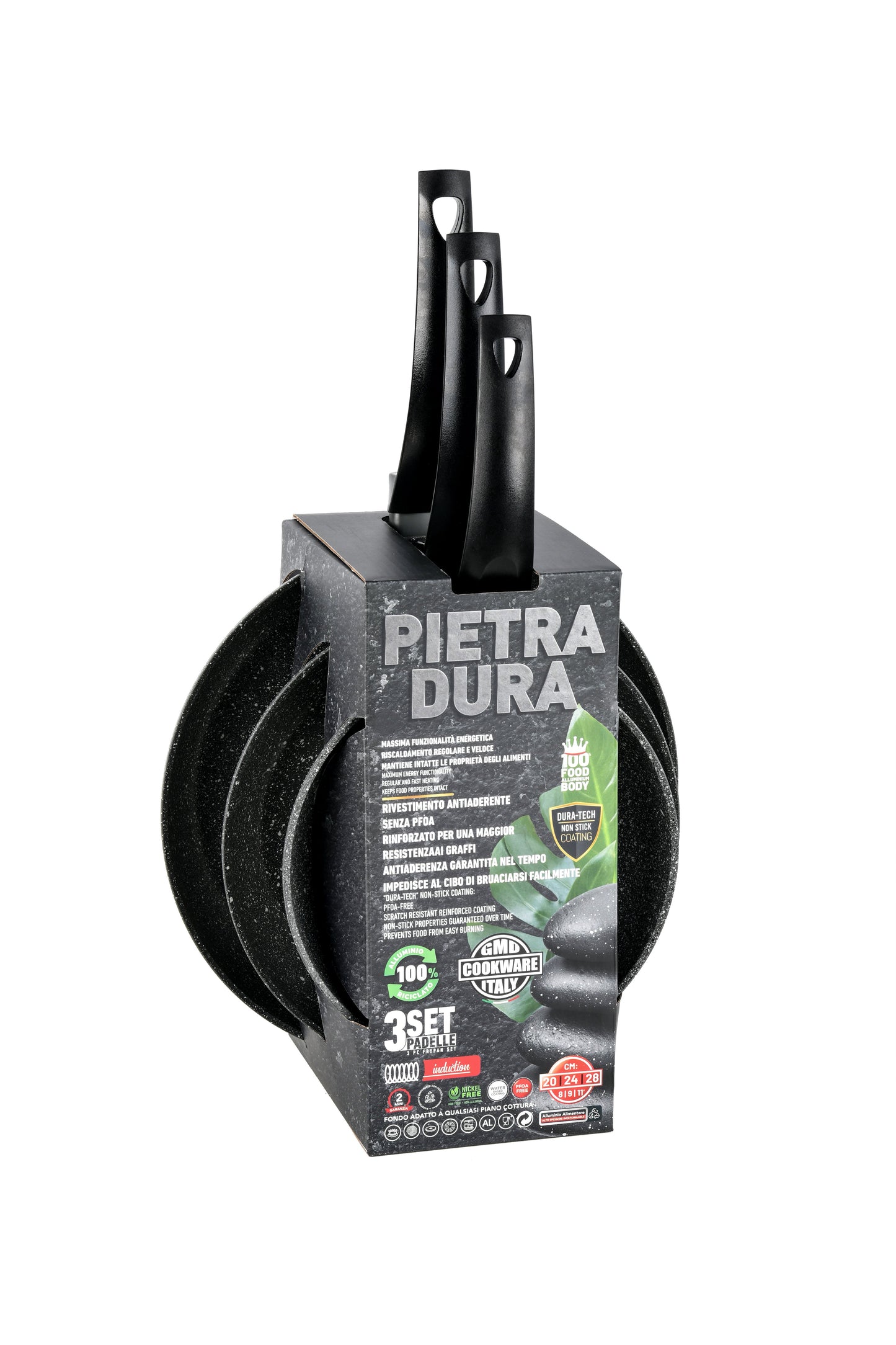 Padelle Antiaderente tris Padelle 20/24/28cm GMD Adatte induzione