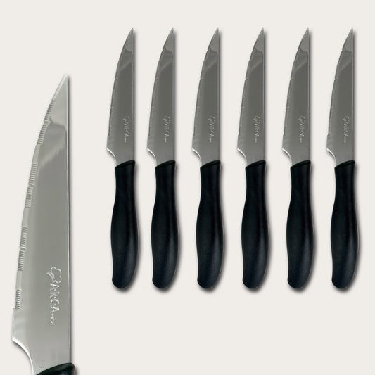 Coltelli Bistecca/Cucina lama Doppia affilatura 6pz inox da Lavastoviglie Nero