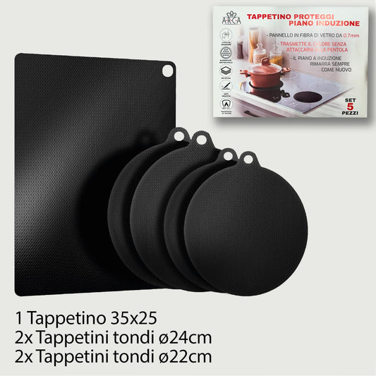 Set 5 TAPPETINI PROTEGGI PIANI INDUZIONE