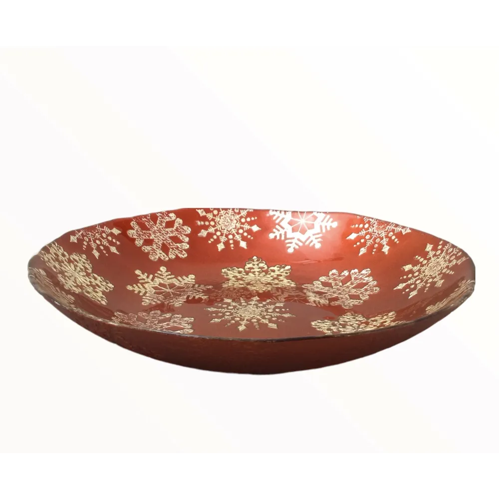 Centro tavola Rosso Vetro Natalizio stelline Brandani 30cm