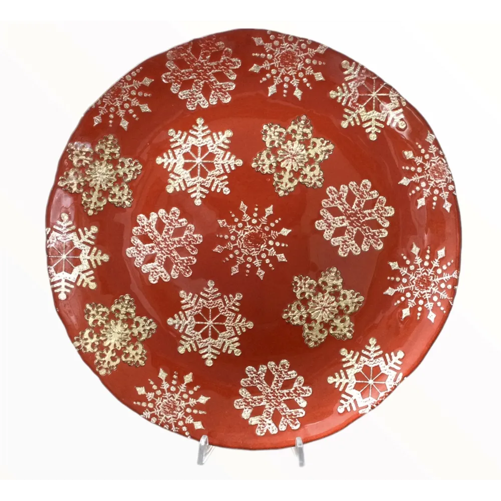 Centro tavola Rosso Vetro Natalizio stelline Brandani 30cm