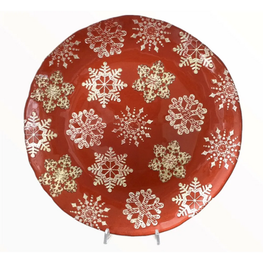 Centro tavola Rosso Vetro Natalizio stelline Brandani 30cm