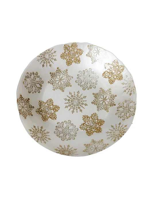 Centrotavola natalizio Brandani Christmas Stelline Bianco e Oro 40 cm in vetro