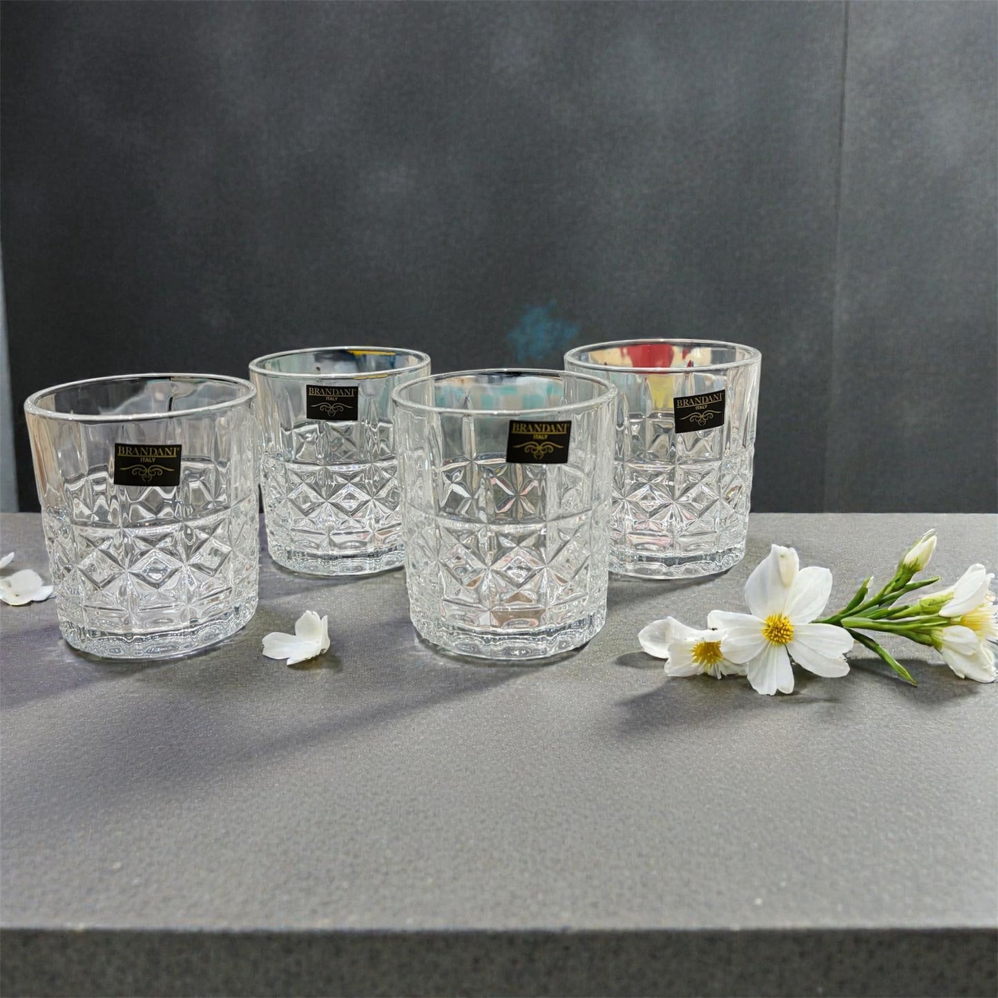 Set 4 Bicchieri Mosaico Trasparente Vetro