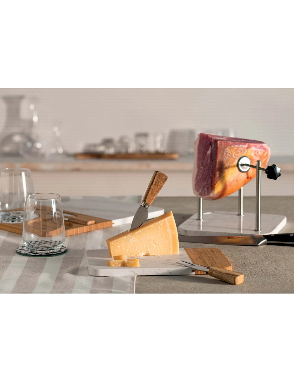 PORTAPROSCIUTTO INOX C/BASE IN QUARZITE BRANDANI