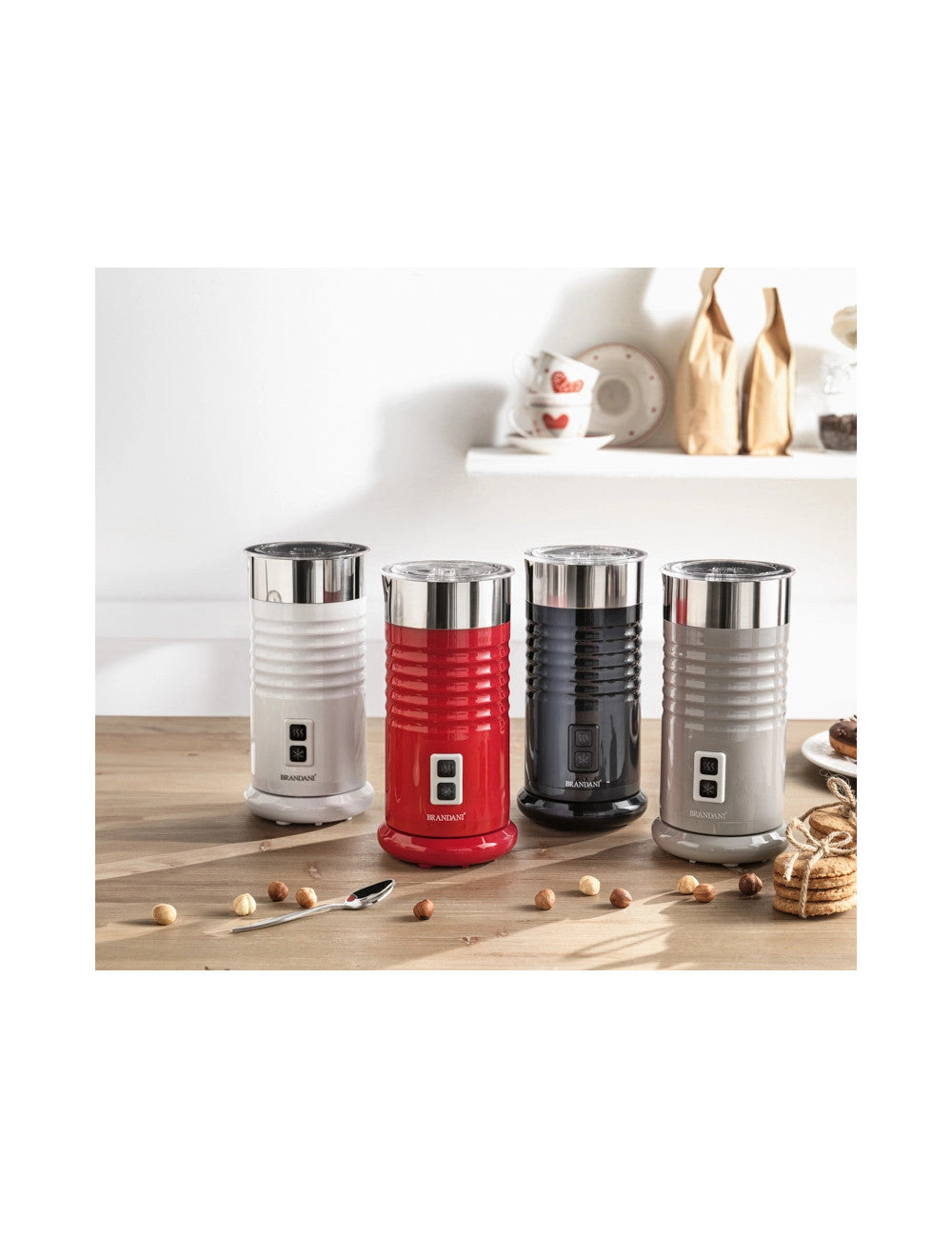SCALDA-MONTA LATTE SCHIUMOTTOAUTOMATICO ROSSO INOX/PC BRANDANI