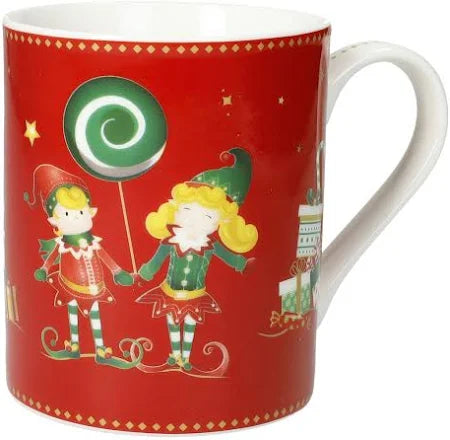 Mug Natalizia Elfo Magia Rossa Brandani in Porcellana
